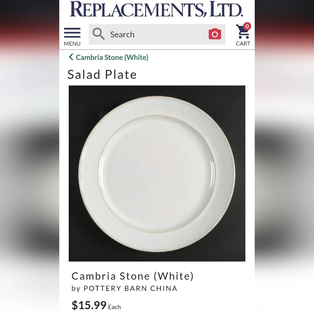 Pottery Barn Cambria Stone (3) Salad Plates Handcrafted Rustic Trim White 9.5